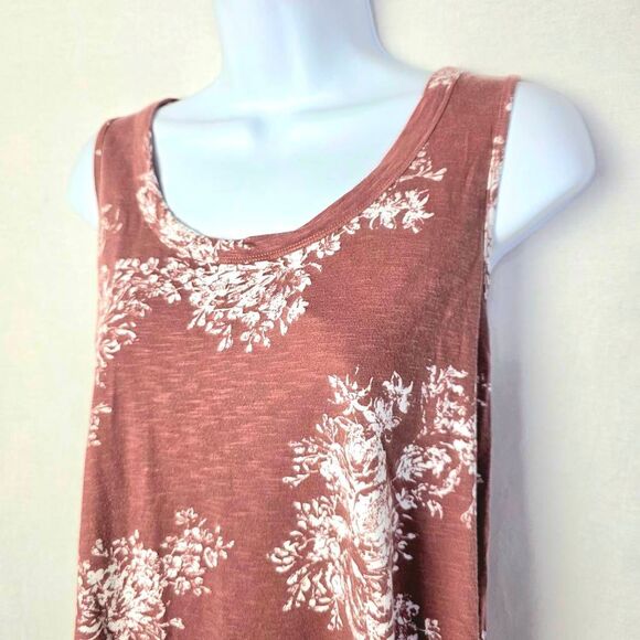 Maurices 24/7 Floral Sleeveless Tank Top Brown M - Picture 2 of 7